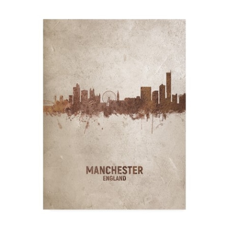 Michael Tompsett 'Manchester England Rust Skyline' Canvas Art,14x19